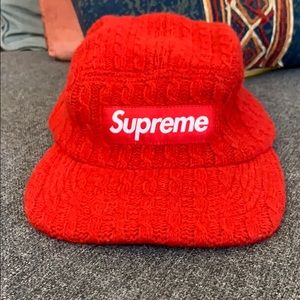 Red knit Supreme hat